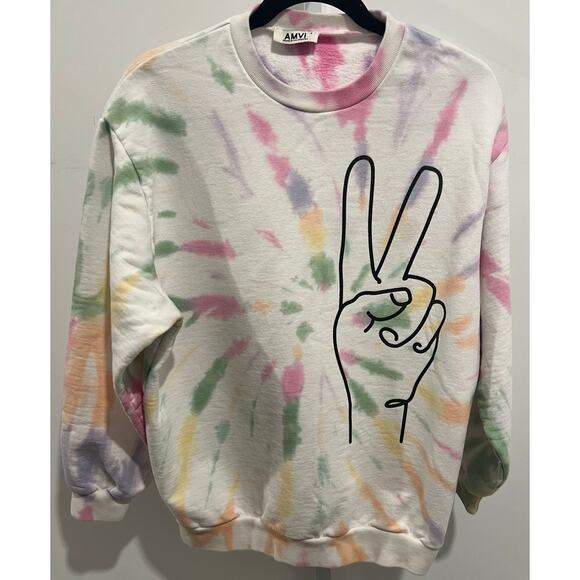 AMVI Collection Oversized Crew Sweatshirt - Peace Tie Dye ( Size S) - Picture 2 of 2